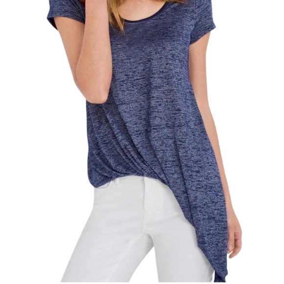 White House Black Market Tops - White House Black Market Officer Blue Asymmetrical Tuck-Hem Classic Tee Top‎